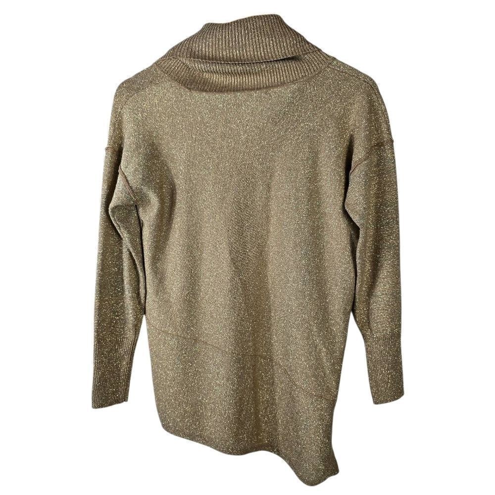 Cable & Gauge Taupe Metallic Cowl Neck Sweater Size S - Picture 2 of 11